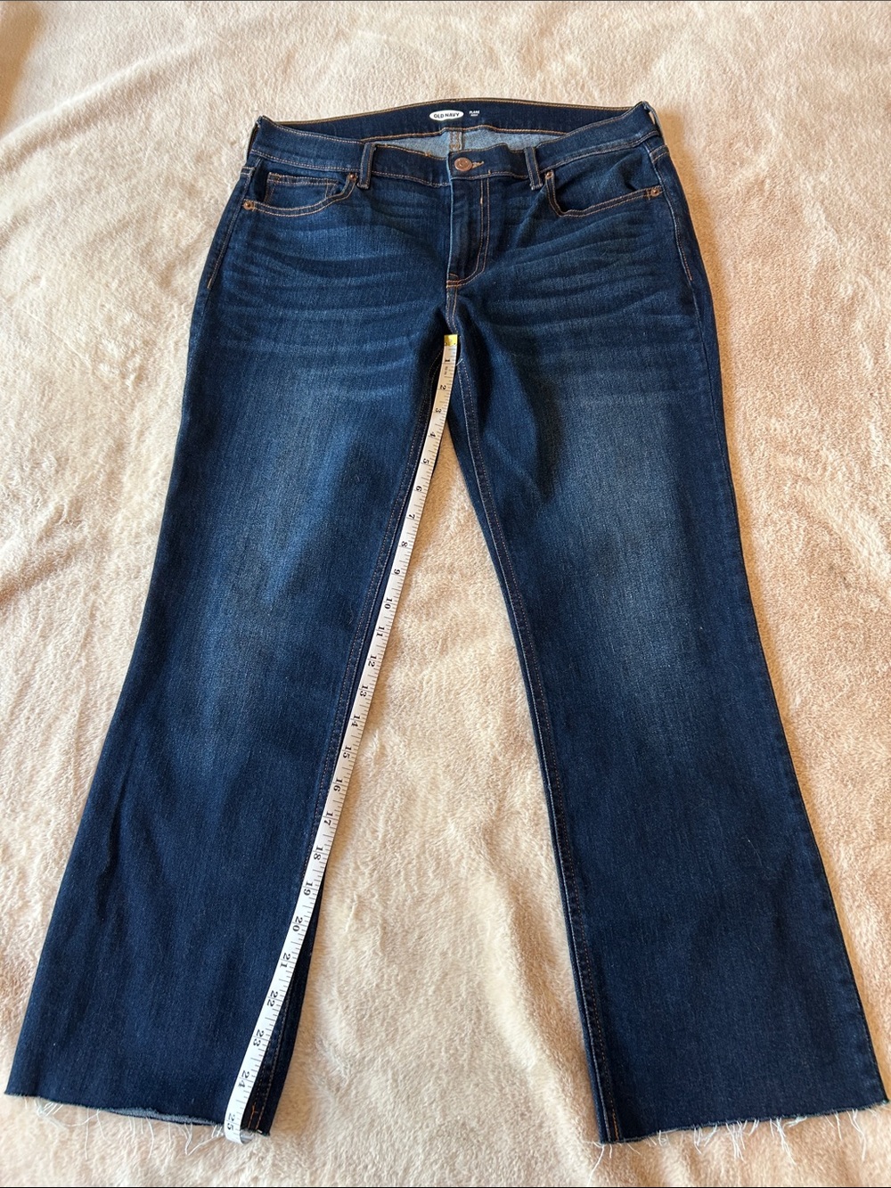 Old Navy Dark Indigo Cropped Bootcut Jeans with Subtle Fade